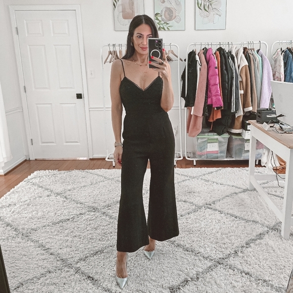 Wayf black lace bodice wide leg jumpsuit - Picture 3 of 12